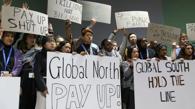 A handout picture made available by UN Climate Change shows climate activists attend a protest at the UN Climate Change Conference COP29 in Baku, Azerbaijan, 23 November 2024.<br />
<br />
UN Climate Change Conference COP29, Baku, Azerbaijan - 23 Nov 2024